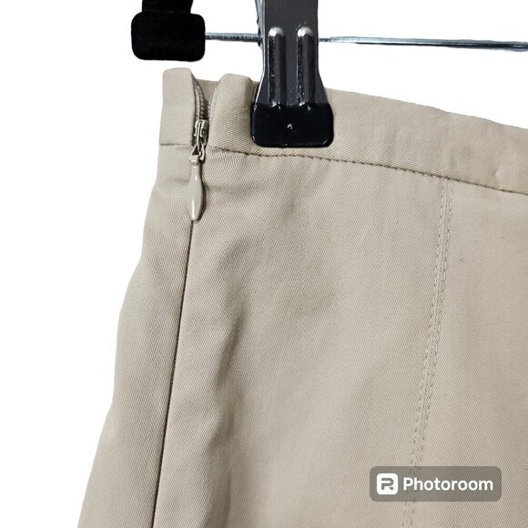 Burberry Wide Pleated High Waist Cotton Tan Knee Length Skirt - Picture 9 of 16